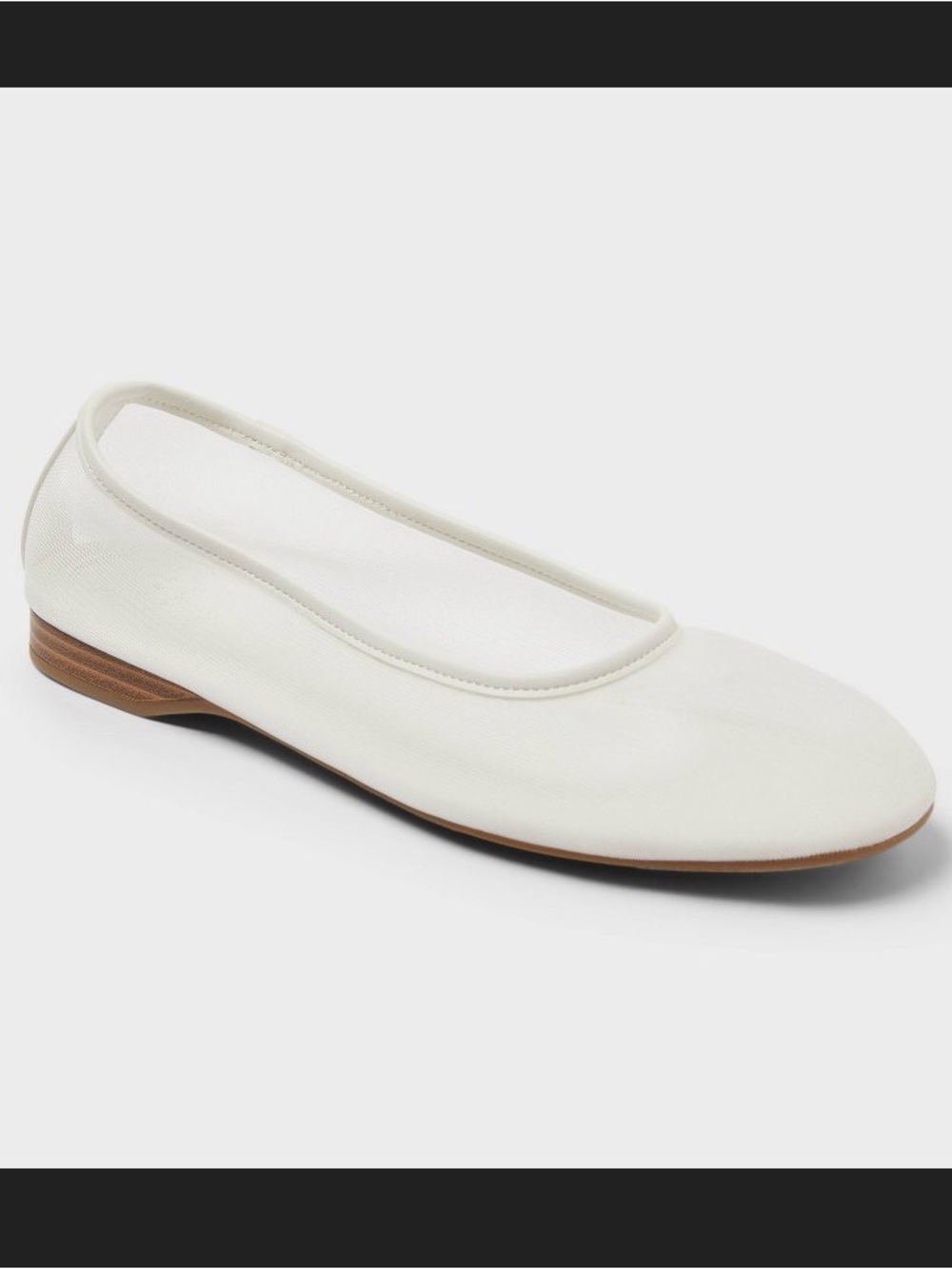 a new day White Ballet Flat with Low Wood-Tone Heel